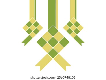 Illustration of ketupat on a white background using a flat design style
