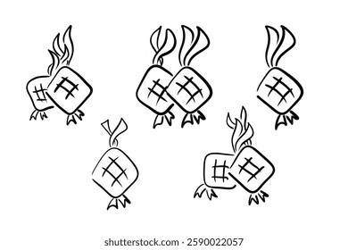 Illustration of ketupat, a traditional woven rice cake commonly served during Eid celebrations in Indonesia and Malaysia. A symbol of togetherness and gratitude.