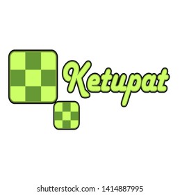 illustration of Ketupat, is a typical Indonesian food made from rice wrapped in woven palm leaves in a box, and only at the celebration of Eid al-Fitr.