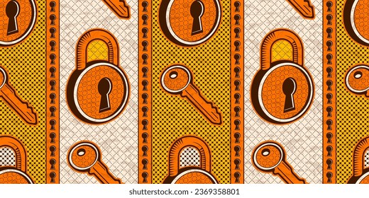 illustration of a key, African Tribal Abstract Vibrant Textile Art, Inspired Art for Modern Fashion Statements, Creation with Vibrant Colors, Ethnic Motif, Artwork with Cultural Fusion