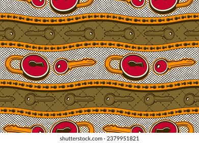 illustration of a key, African Tribal Abstract Vibrant Textile Art, Inspired Art for Modern Fashion Statements, Creation with Vibrant Colors, Ethnic Motif, Artwork with Cultural Fusion