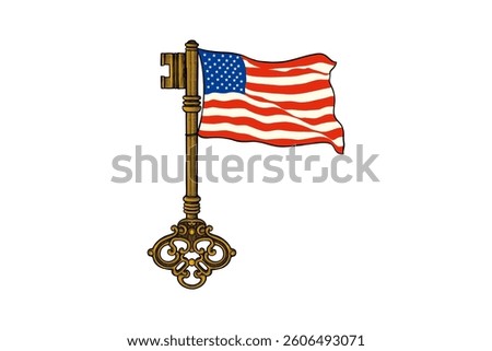 illustration of key with american flag
