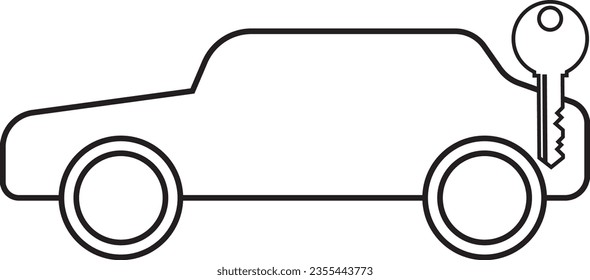 illustration of key and car icon, vehicle security symbol