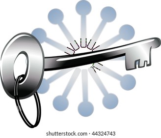 Illustration of key with design shade	