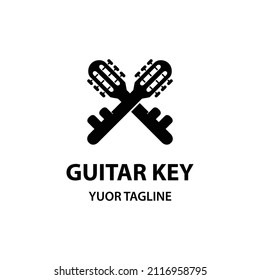 Illustration of key and guitar icon vector.