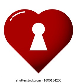 Illustration of key hole in a love heart vector