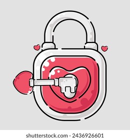 illustration the key and lock of love