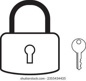 illustration of a key and padlock icon, a symbol for security