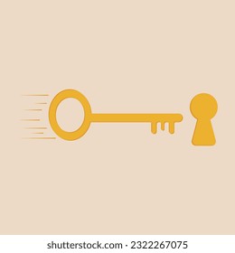 Illustration The key quickly goes into the lock slot in a nice professional way
