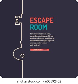 Illustration Of Key. Real-life Room Escape And Quest Game Poster.