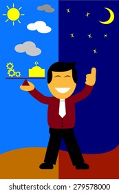 illustration, key for success is balancing between work and pray