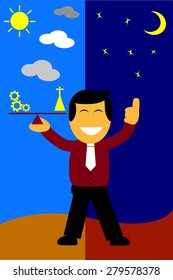 illustration, key for success is balancing between work and pray
