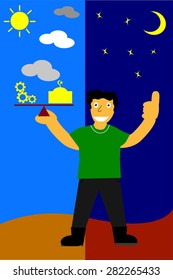 illustration, key for success is balancing between work and pray 