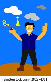 illustration, key for success is balancing between work and pray 
