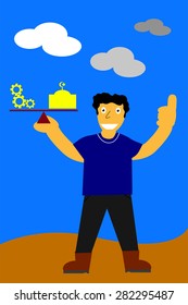 illustration, key for success is balancing between work and pray 