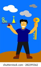 illustration, key for success is balancing between work and pray 