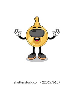 Ilustración de la clave con un auricular vr, diseño de caracteres