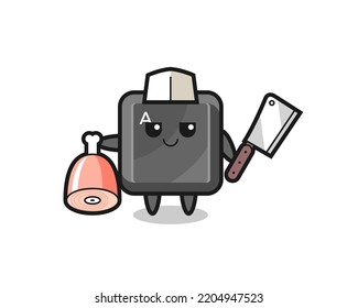 Illustration of keyboard button character as a butcher , cute design