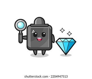 Ilustración del carácter del botón del teclado con un diamante , diseño bonito
