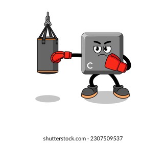 Illustration of keyboard C key boxer , character design