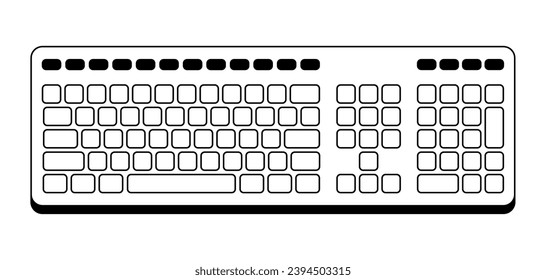Illustration of keyboard. Computer equipment and work device.