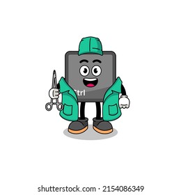 Illustration of keyboard control button mascot as a surgeon , character design