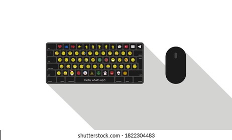 illustration of keyboard with emoticons