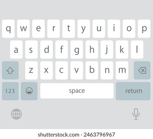 Illustration of a keyboard for English input -Alphabetic Input Mode- on a smartphone (screen after the spacebar is displayed)