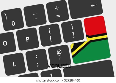 A Illustration of a Keyboard with the Enter button being the Flag of  Vanuatu