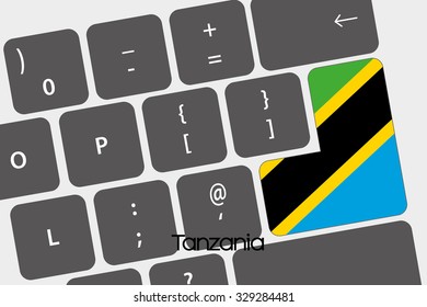 A Illustration of a Keyboard with the Enter button being the Flag of Tanzania