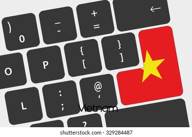 A Illustration of a Keyboard with the Enter button being the Flag of Vietnam