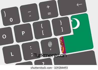 A Illustration of a Keyboard with the Enter button being the Flag of Turkmenistan