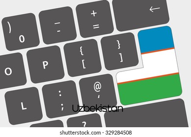 A Illustration of a Keyboard with the Enter button being the Flag of Uzbekistan