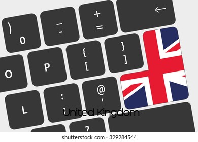 A Illustration of a Keyboard with the Enter button being the Flag of United Kingdom