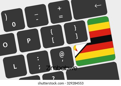 A Illustration of a Keyboard with the Enter button being the Flag of Zimbabwe