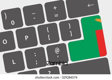 A Illustration of a Keyboard with the Enter button being the Flag of  Zambia