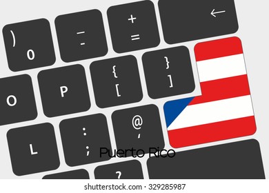 A Illustration of a Keyboard with the Enter button being the Flag of Puerto Rico