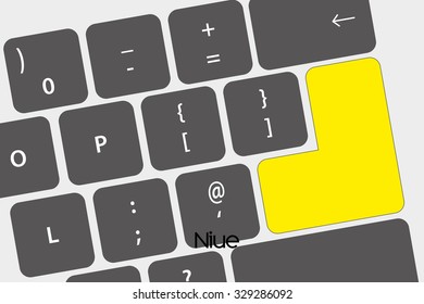 A Illustration of a Keyboard with the Enter button being the Flag of Niue
