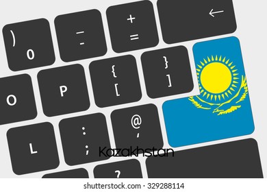 A Illustration of a Keyboard with the Enter button being the Flag of Kazakhstan