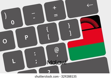 A Illustration of a Keyboard with the Enter button being the Flag of Malawi