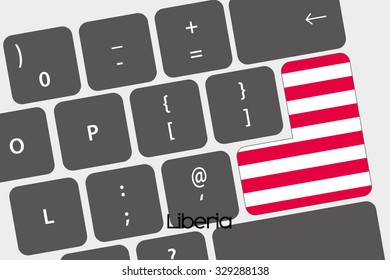 A Illustration of a Keyboard with the Enter button being the Flag of  Liberia