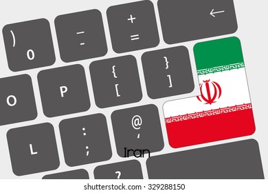 A Illustration of a Keyboard with the Enter button being the Flag of  Iran