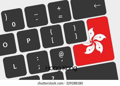 A Illustration of a Keyboard with the Enter button being the Flag of  Hong Kong