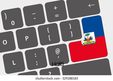 A Illustration of a Keyboard with the Enter button being the Flag of  Haiti
