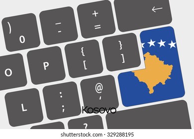 A Illustration of a Keyboard with the Enter button being the Flag of Kosovo