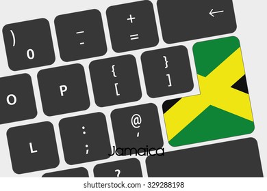 A Illustration of a Keyboard with the Enter button being the Flag of Jamaica