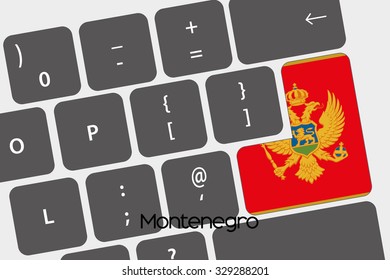 A Illustration of a Keyboard with the Enter button being the Flag of Montenegro