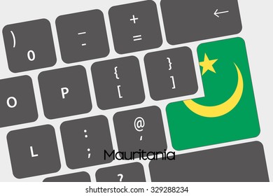 A Illustration of a Keyboard with the Enter button being the Flag of Mauritania