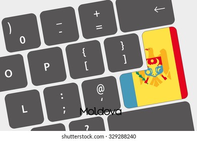 A Illustration of a Keyboard with the Enter button being the Flag of Moldova