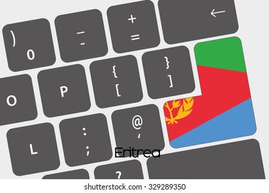 A Illustration of a Keyboard with the Enter button being the Flag of  Eritrea
